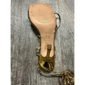 ISOM Gold Lace Up Heels Sandals Women Size 7.5 M Strappy Stiletto Dress Wedding