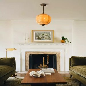 Arturesthome Eloise Scallop Milk Glass Semi - Flush Mount Pendant Ceiling Light(Yellow)