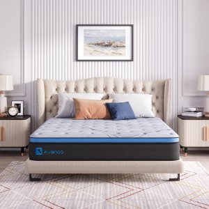 Size Mattress. Avenco Queen Mattress Firm. 10 inch Hybrid Queen Mattress in a Box. Innerspring and Gel Memory Foam. Grey. Pillow Top