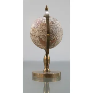 Vintage Globe Olde World Wood Mini 5" Paperweight Brass Stand Rotating