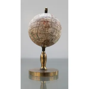 Vintage Globe Olde World Wood Mini 5" Paperweight Brass Stand Rotating