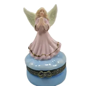 Vintage Praying Angel Trinket Miniature Figurine Porcelain Collectible