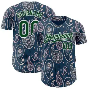 Custom Blue Green-White Burning Man Paisley Bandana Rave Authentic Baseball Jersey