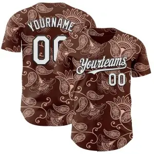 Custom Brown White-Black Burning Man Paisley Bandana Rave Authentic Baseball Jersey