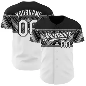 Custom White-Black Tribal Ethnic Authentic Baseball Jersey