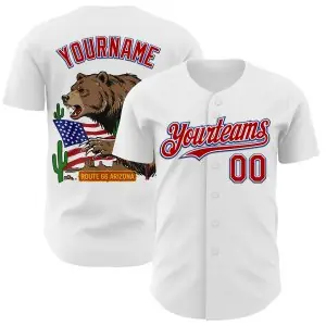 Custom White Red-Royal Route 66 Americana Road Trip Authentic Baseball Jersey