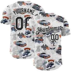 Custom White-Black Route 66 Americana Road Trip Authentic Baseball Jersey