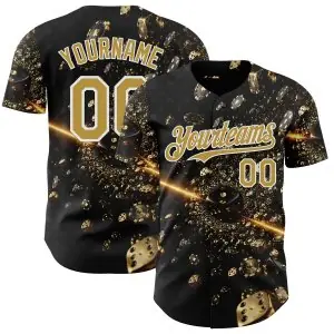 Custom Black Old Gold-White Las Vegas Poker Club Authentic Baseball Jersey