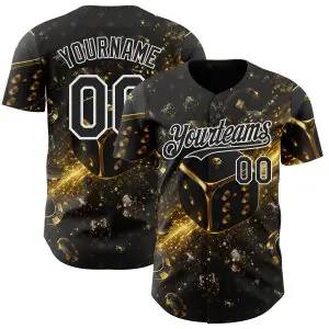 Custom Black-White Las Vegas Poker Club Authentic Baseball Jersey