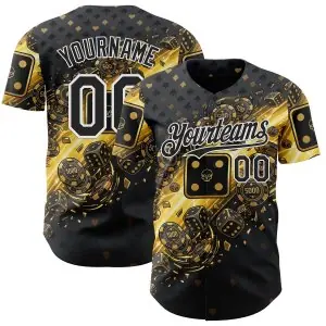 Custom Black-White Las Vegas Poker Club Authentic Baseball Jersey