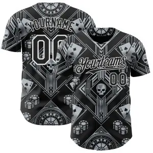 Custom Black-White Las Vegas Poker Club Authentic Baseball Jersey