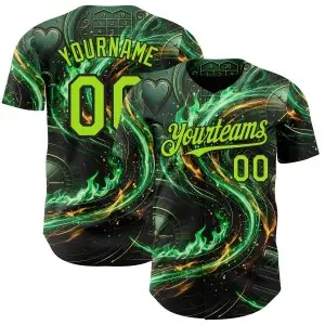 Custom Black-Neon Green Las Vegas Poker Club Authentic Baseball Jersey
