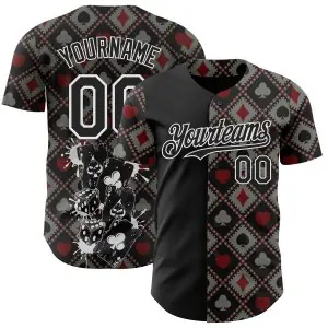 Custom Black-White Las Vegas Poker Club Authentic Baseball Jersey