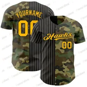 Custom Camo Gold Black-Cream Pinstripe HSHS Class of 2011 Authentic Split Fashion Salute To Service Baseball Jersey
