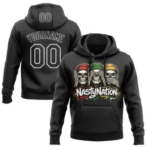 Custom Black-White Nasty Nation Daily Pullover Sweatshirt Hoodie