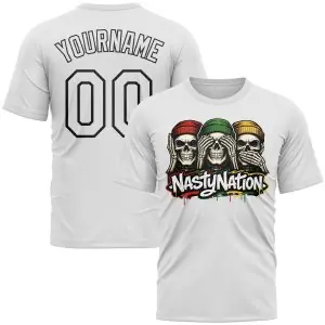 Custom White-Black Nasty Nation Daily Performance T-Shirt