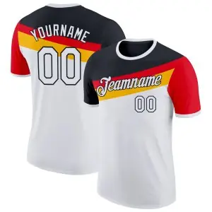 Custom White Red Yellow-Black Germany Flag Performance T-Shirt