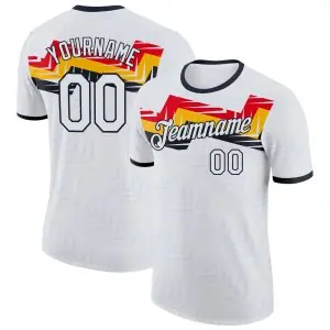 Custom White-Black Germany Chevron Zigzag Performance T-Shirt