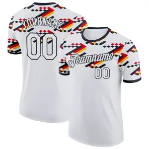 Custom White-Black Germany Pixel Chevron Performance T-Shirt