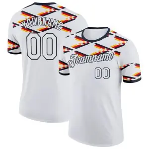 Custom White-Black Germany Flag Geometric Stripe Performance T-Shirt