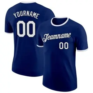 Custom Navy White-Black France Geometric Performance T-Shirt
