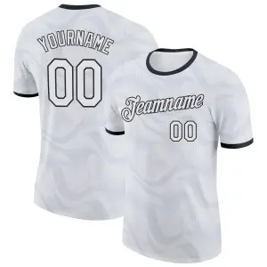 Custom White-Black England Abstract Performance T-Shirt