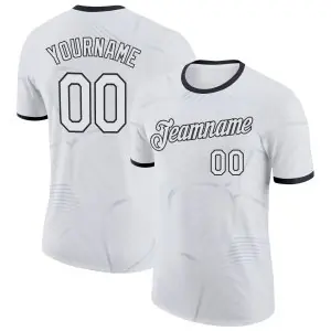 Custom White-Black England Abstract Performance T-Shirt