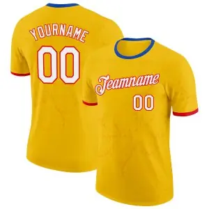 Custom Yellow White Fire Red-Thunder Blue Colombia Butterfly Performance T-Shirt