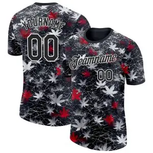 Custom Black-White Canada Maple Leaf Performance T-Shirt