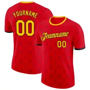 Custom Red Yellow-Black Belgium Flame Performance T-Shirt