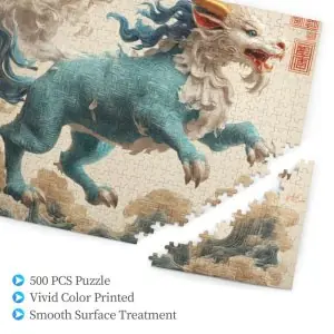 500-piece wooden puzzle (horizontal layout) in a plastic box