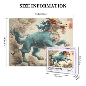 500-piece wooden puzzle (horizontal layout) in a plastic box